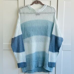 ASOS Design Oversized Soft Blue Stripe Knit Sweater Small